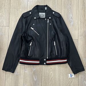 Levi's Women's Black Motorcycle Jacket Faux Leather Lined Size XL